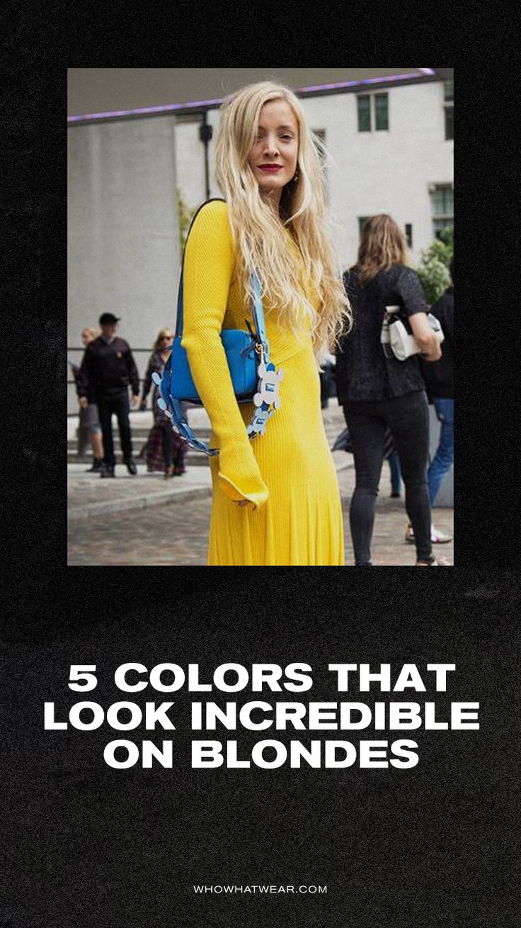 The best colors for blondes Best Colors For Blonde Hair Blue Eyes, Best Color Clothes To Wear With Blonde Hair, Colors That Look Good On Blondes, Blonde Hair Blue Eyes Outfits, Blondes In Yellow Outfit, What Color Clothes Look Good On Blondes, Yellow Dress Blonde Hair, Best Colors For Blondes To Wear Outfit, Best Clothing Colors For Blondes