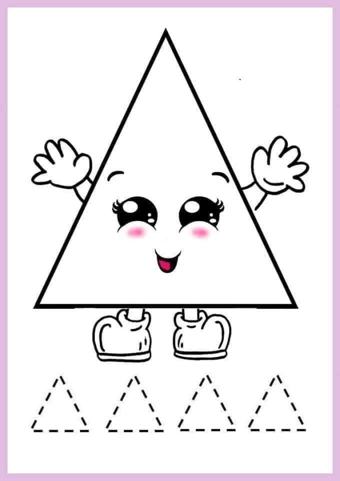 a cartoon triangle with eyes and hands on it, in the shape of a triangle