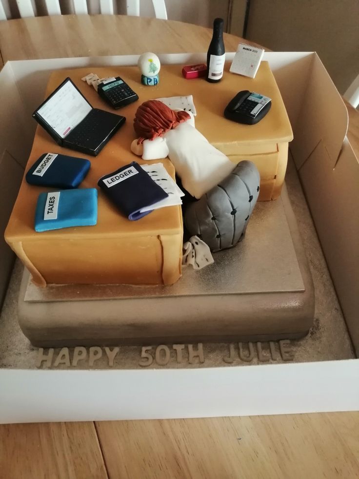 a birthday cake that is sitting in a box