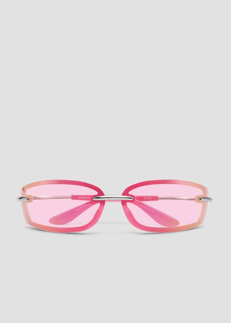 BAMBI Pink Gradient Sunglasses In Acetate, Pink Rectangular Sunglasses With Gradient Lenses, Elegant Pink Acetate Sunglasses, Pink Acetate Sunglasses With Mirrored Lenses, Pink Rectangular Polarized Sunglasses, Pink Rectangular Sunglasses With Uv Protection, Pink Tinted Acetate Sunglasses, Modern Pink Sunglasses With Gradient Lenses, Pink Rimless Glass Sunglasses