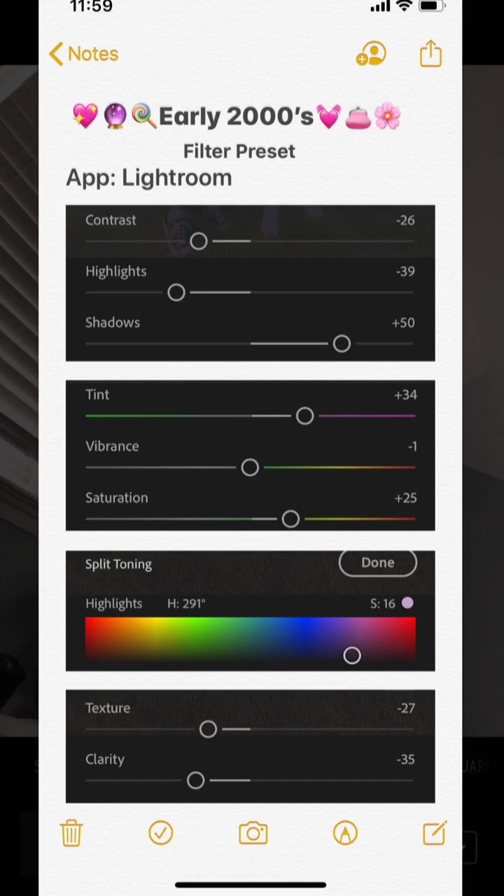 an app showing the lightroom settings for each room in this home decorating project