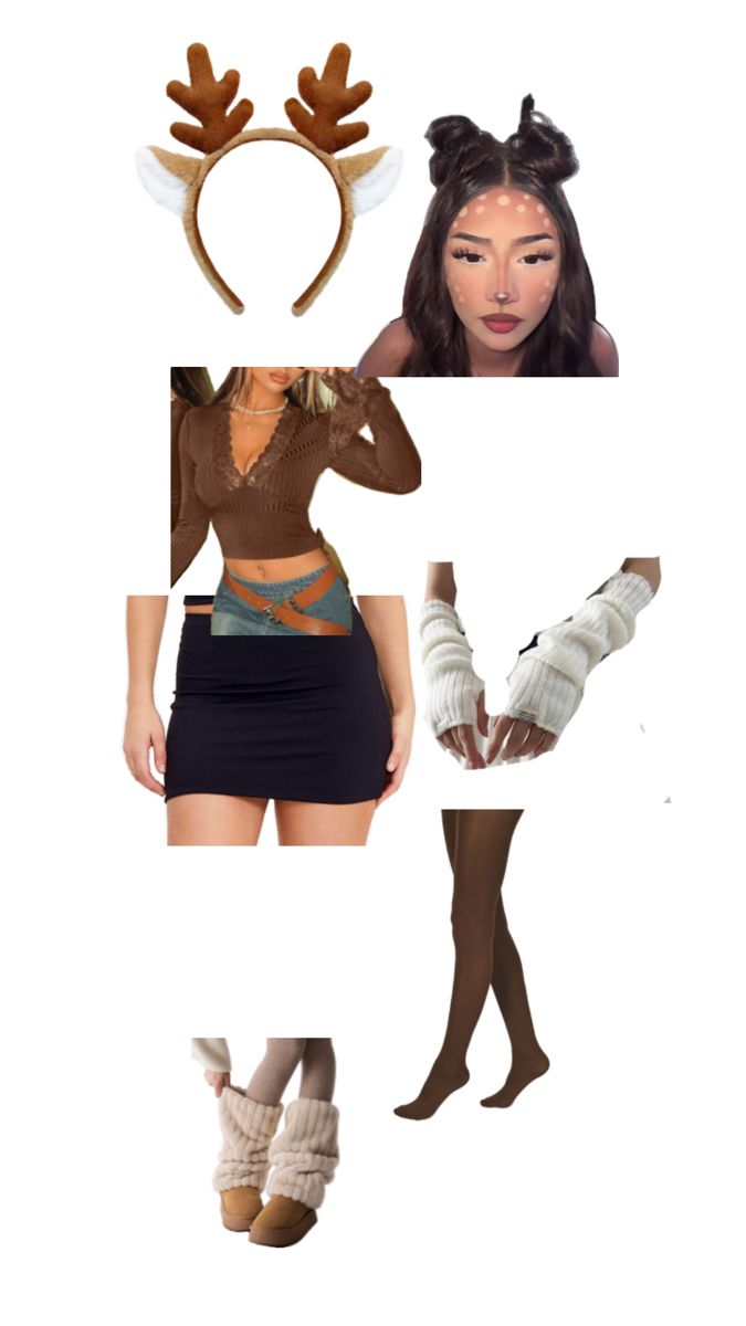 four different pictures with various types of clothing and accessories on them, including stockings, socks, headbands