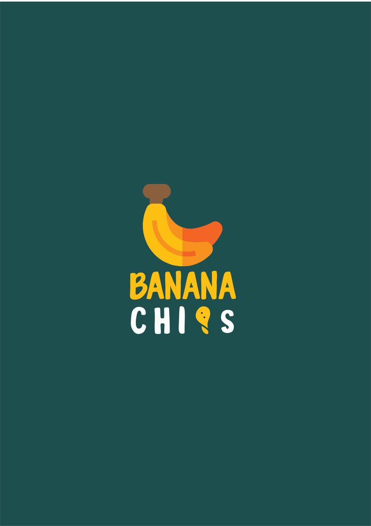 the logo for banana chips, which is designed to look like an orange and yellow banana