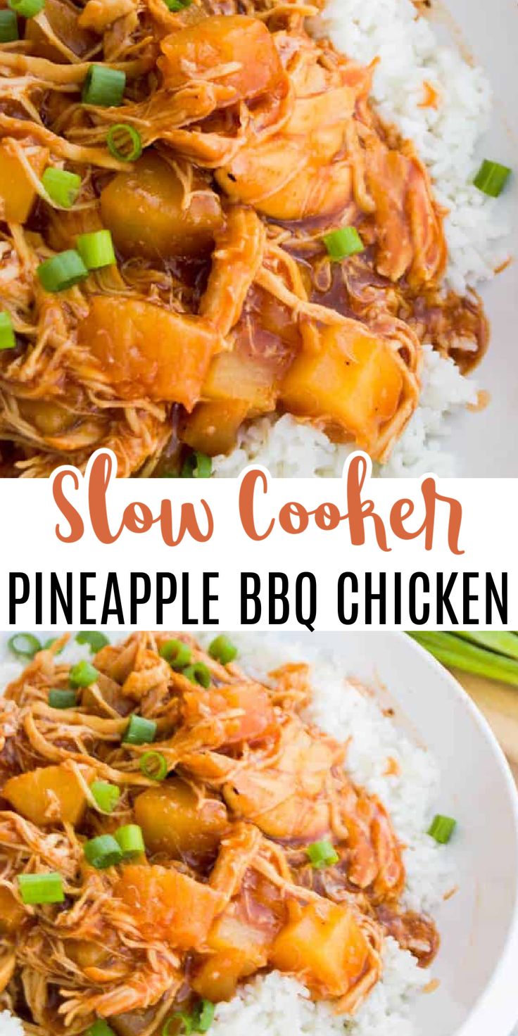 this slow cooker pineapple bbq chicken is the perfect meal for busy nights