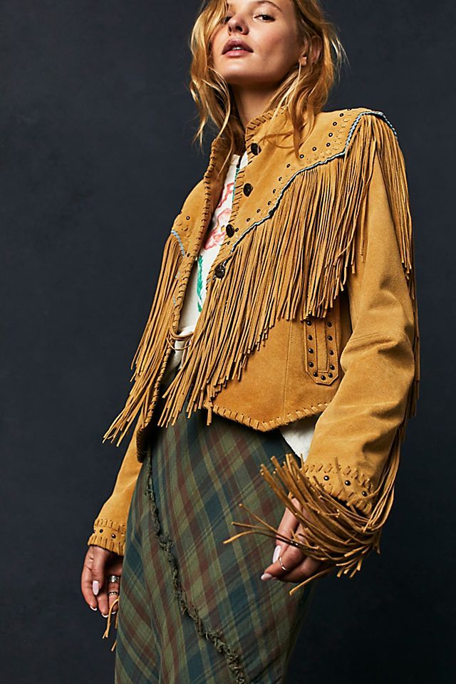 Long Sleeve Leather Jacket For Fall Festivals, Fall Festival Long Sleeve Leather Jacket, Fall Festival Leather Jacket, Chic Fringe Outerwear For Festivals, Winter Festival Outerwear With Beaded Fringe, Chic Festival Outerwear With Fringe, Fall Festival Leather Jacket With Fringe, Fringe Outerwear For Fall Festival, Winter Festival Leather Jacket With Fringe