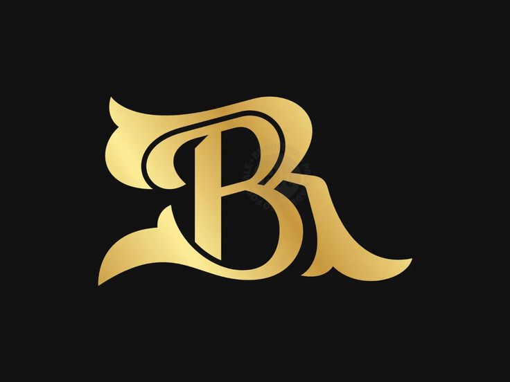 the letter b is made up of gold foil and black background with an elegant design