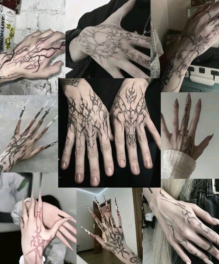 many different pictures of hands with tattoos on them