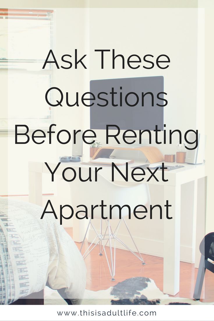 a desk with a computer on it and the words ask these questions before renting your next apartment