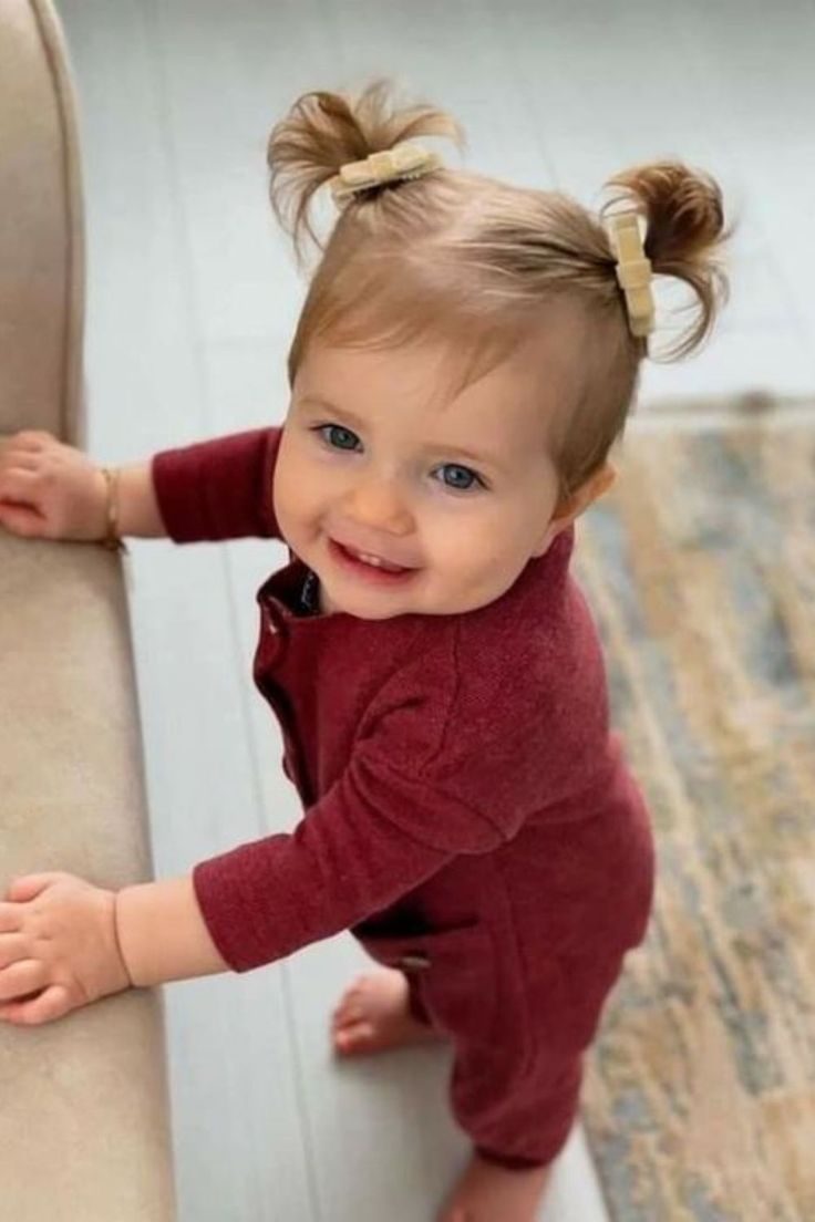 20 Cute Hairstyles For 1-Year-Old Baby Girl To Try Classic Braids, Cutest Hairstyles, Easy Toddler Hairstyles, Girly Hairstyles, Easter Hair Bows, Bubble Ponytail, Old Hairstyles, Toddler Hairstyles Girl, Girl Haircut