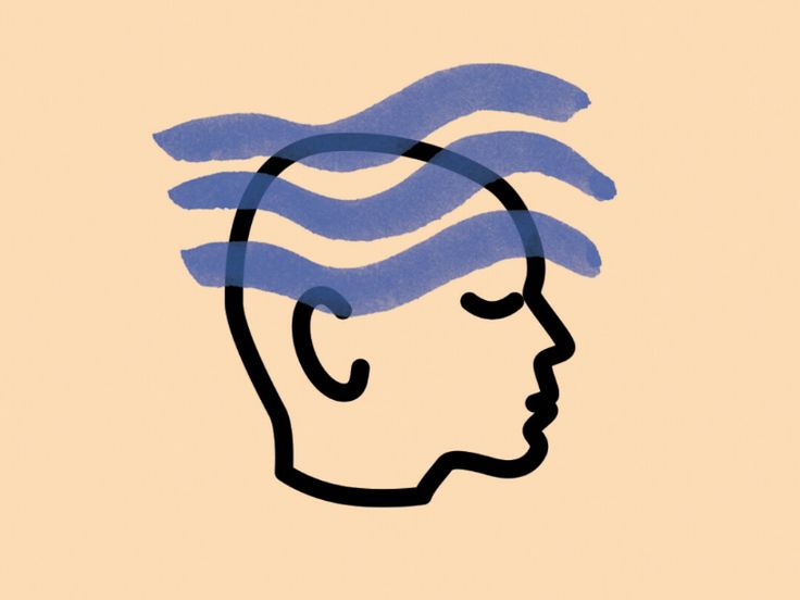 a drawing of a woman's head with blue waves coming out of her hair