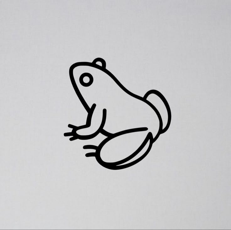 a black and white drawing of a frog