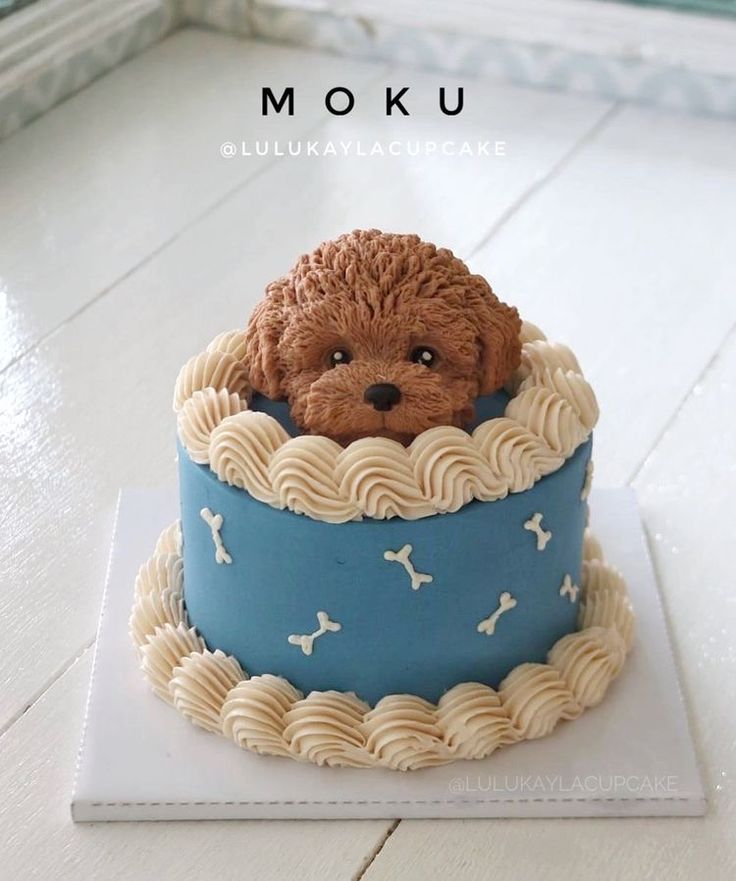 there is a cake with a dog on it