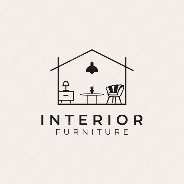 the interior furniture logo is black and white