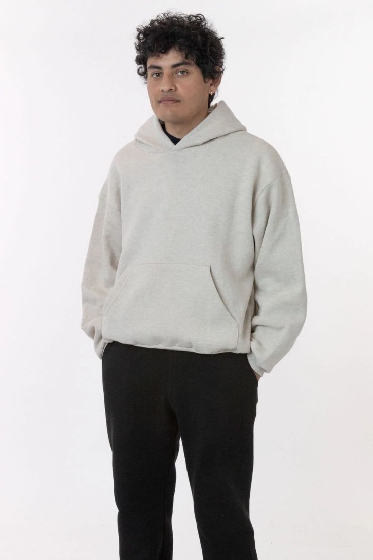 This oversized cotton hoodie is made of a bouncy 10 oz. cotton fleece and has a voluminous, wide fit. This hoodie features a kangaroo pocket and matching rib cuffs. Try pairing this hoodie with our matching sweatpants. This fleece is made of a soft, combed cotton to keep you cozy and warm. Made in Los Angeles, Calif. O Hoodie Los Angeles, Los Angeles Apparel, Garment Manufacturing, Cool Hoodies, Off Black, Cotton Hoodie, Cotton Fleece, Bike Shorts, Combed Cotton