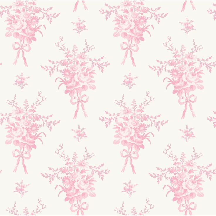 a pink floral wallpaper pattern on a white background