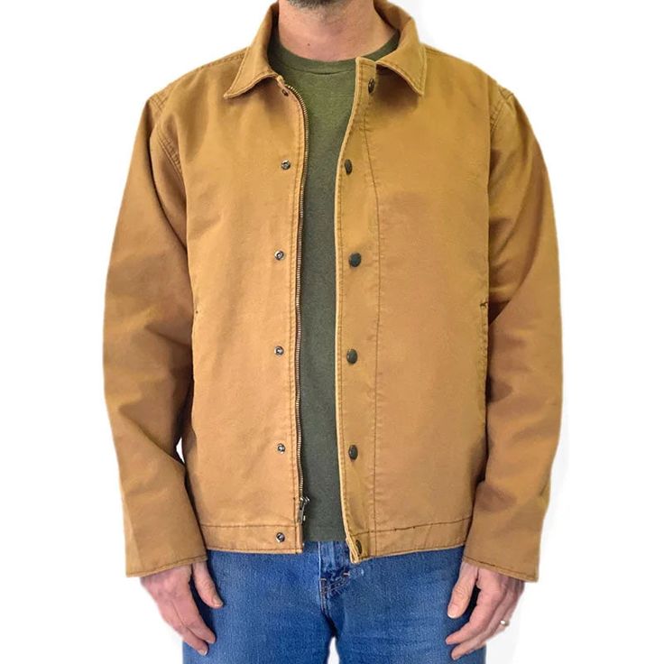 All American Clothing Canvas Jacket - All American Clothing Co Utility Cotton Outerwear For Outdoor Work, Cotton Utility Outerwear For Outdoor Work, Solid Outerwear For Outdoor Work In Fall, Solid Fall Outerwear For Outdoor Work, Utility Cotton Sport Coat With Snap Buttons, Rugged Cotton Outerwear With Snap Buttons, Men’s Canvas Jacket, Brown Button-up Utility Jacket For Outdoor, Vintage Brown Rugged Outerwear With Pockets