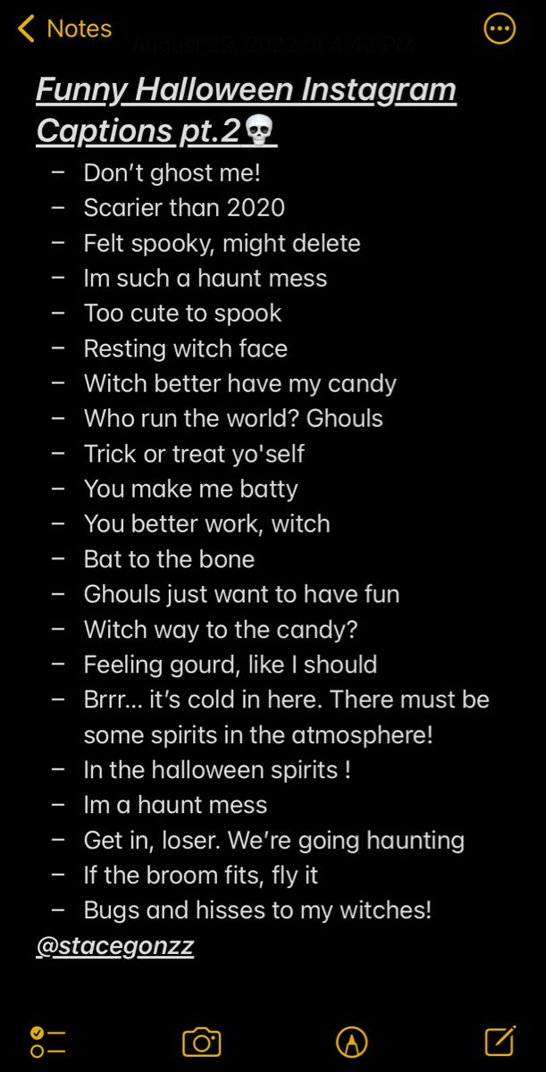 an iphone screen with the text'funny halloween instagramr'in yellow and black