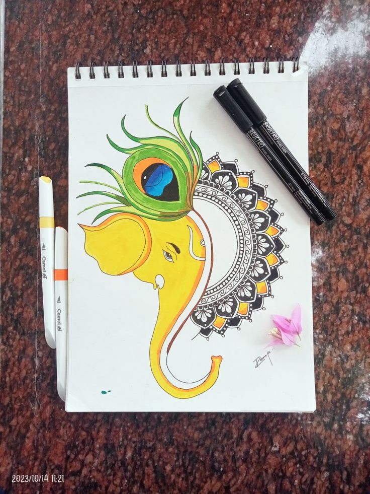 Mandala art by ramya Ganapathi Mandala Art, Gautama Buddha Mandala Art, Mandala Ganpati Drawing, Rakshabandhan Drawing Sketch, God Drawing Ideas, Ganesha Drawing Mandala, Easy Ganesha Drawing, Ganesha Mandala Art, Ganesh Chaturthi Drawing