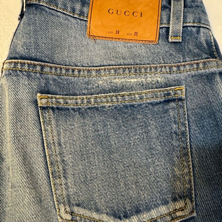 Worn Only Twice - Like New Japanese Denim Short Skinny Flare Hemline With 9” Inseam. Message Me With Any Questions. Blue Gucci Denim Bottoms, Gucci Blue Straight Leg Jeans, Classic Gucci Denim Jeans, Designer Fitted Jeans, Luxury Blue Jeans, Jeans Gucci, Gucci Jeans, Japanese Denim, Denim Short