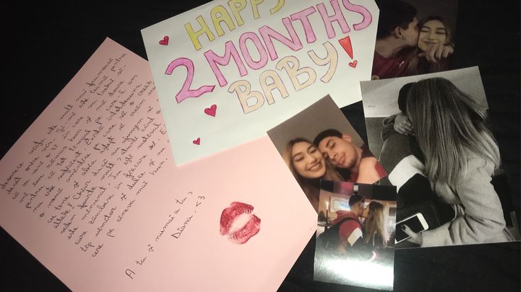 a couple's birthday card with photos and handwritten message to each person on it