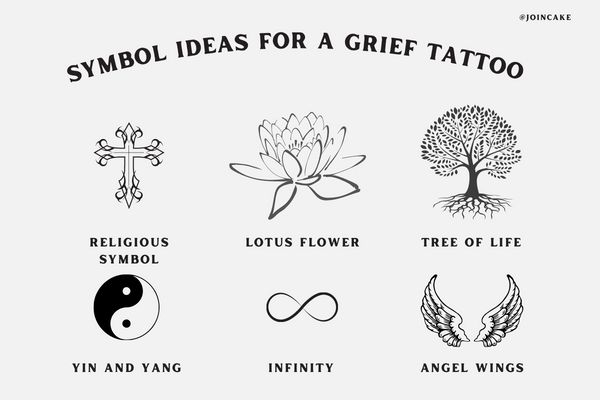 symbols for a tattoo are shown in black and white, with the words symbol ideas for a