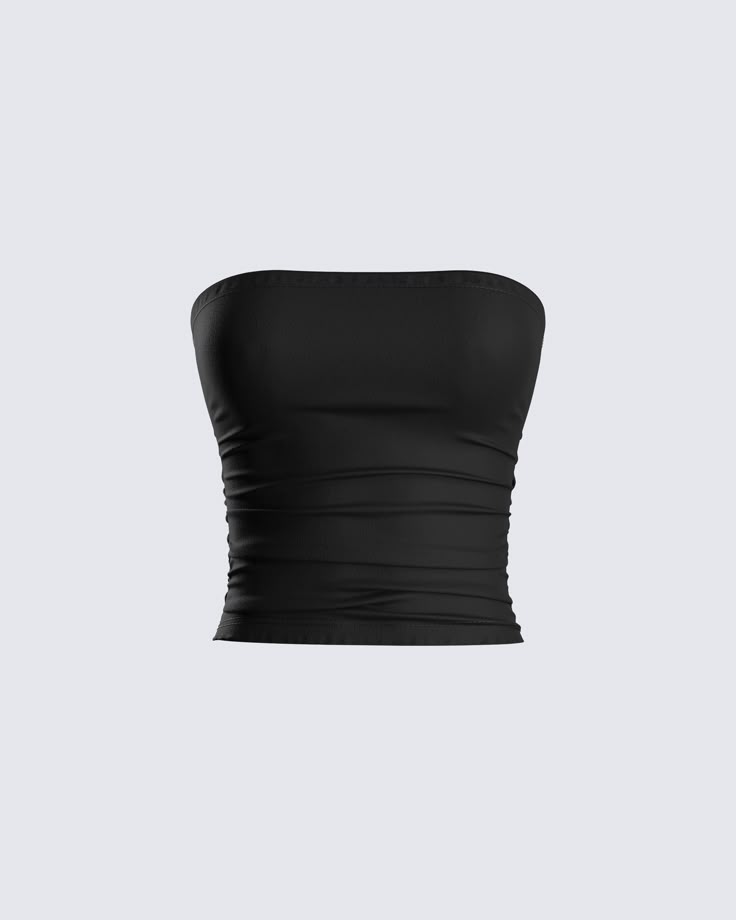 Tops - FINESSE Black Top Outfits, Shoulderless Top, Clothes Shifting, Black Shirt Outfit, Long Tube Top, Fame Clothes, Outfits Shifting, Black Top Outfit, Black Top Summer