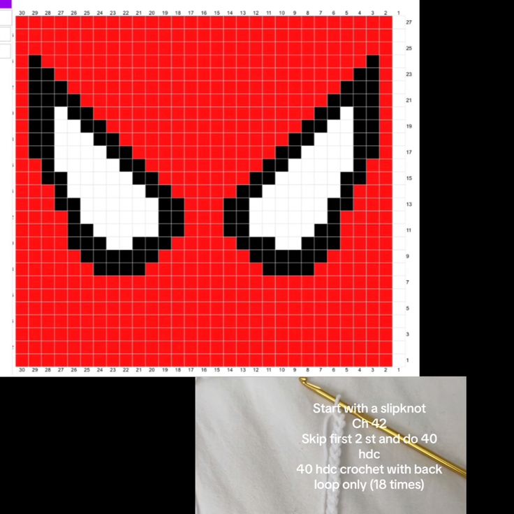 an image of a spiderman face made out of pixellated squares and crochet