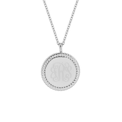 Charlie Pendant Classic Monogram Sterling Silver Charm Necklace, Classic Sterling Silver Monogram Charm Necklace, Classic White Gold Initial Necklace, Classic White Gold Monogram Initial Necklace, Everyday Silver Monogram Jewelry, Silver Monogram Jewelry For Everyday, Classic White Gold Initial Necklace For Everyday, Elegant Personalized Medallion Necklace, Personalized Elegant Medallion Necklace