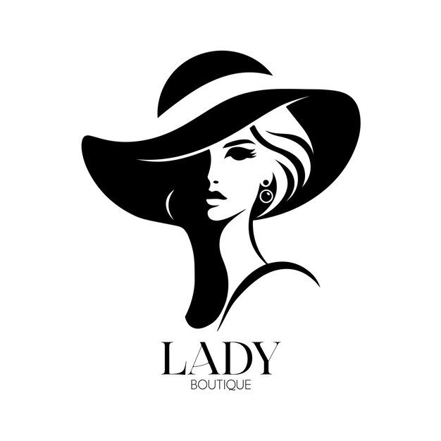 a lady in a hat with the word lady boutique on it's side illustration