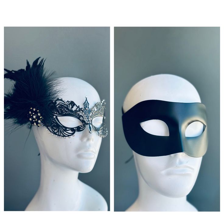 These masks take inspiration from the enchanting Venetian tradition, adding a touch of timeless charm to your attire. Whether you're attending a grand masquerade ball, a themed gala, or simply seeking to add a touch of elegance to your evening, this mask set ensures you and your partner will be the center of attention.


Age Group/Gender - Adult/Unisex

Size/Type - One size fits all adults

Mask Color - Black

Mask Material - Men's: Polyresin, Women's: Laser cut metal
Women's Brooch Embellishmen Elegant Halloween Masquerade Masks And Prosthetics, Elegant Evening Eye Mask, Elegant Eye Mask For Halloween, Elegant Halloween Eye Mask, Elegant Halloween Costume Eye Mask, Elegant Mask For Carnival, Gothic Eye Mask For Evening Masquerade, Venetian Formal Eye Mask, Elegant Masks For Carnival And Halloween