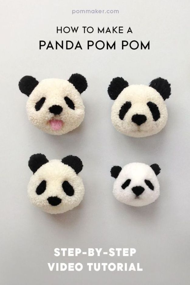 the instructions for how to make a panda pom pom step - by - step video