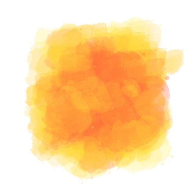 an orange and yellow watercolor stain on a white background with space for the text