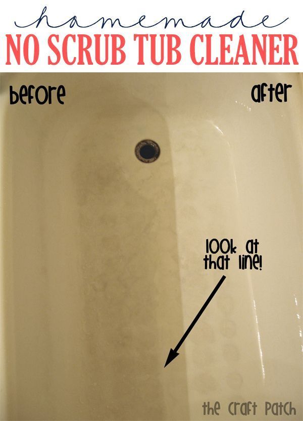 a bathtub with the words no scrub tub cleaner before and after it is cleaned