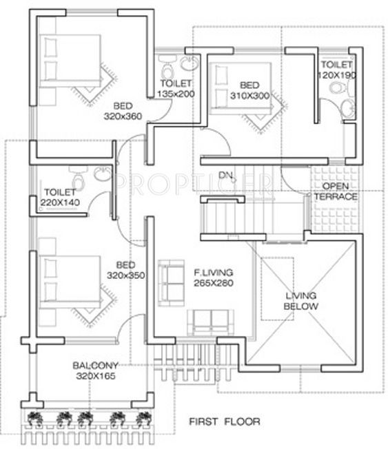 the floor plan for a house with three bedroom and two bathrooms, including one living room