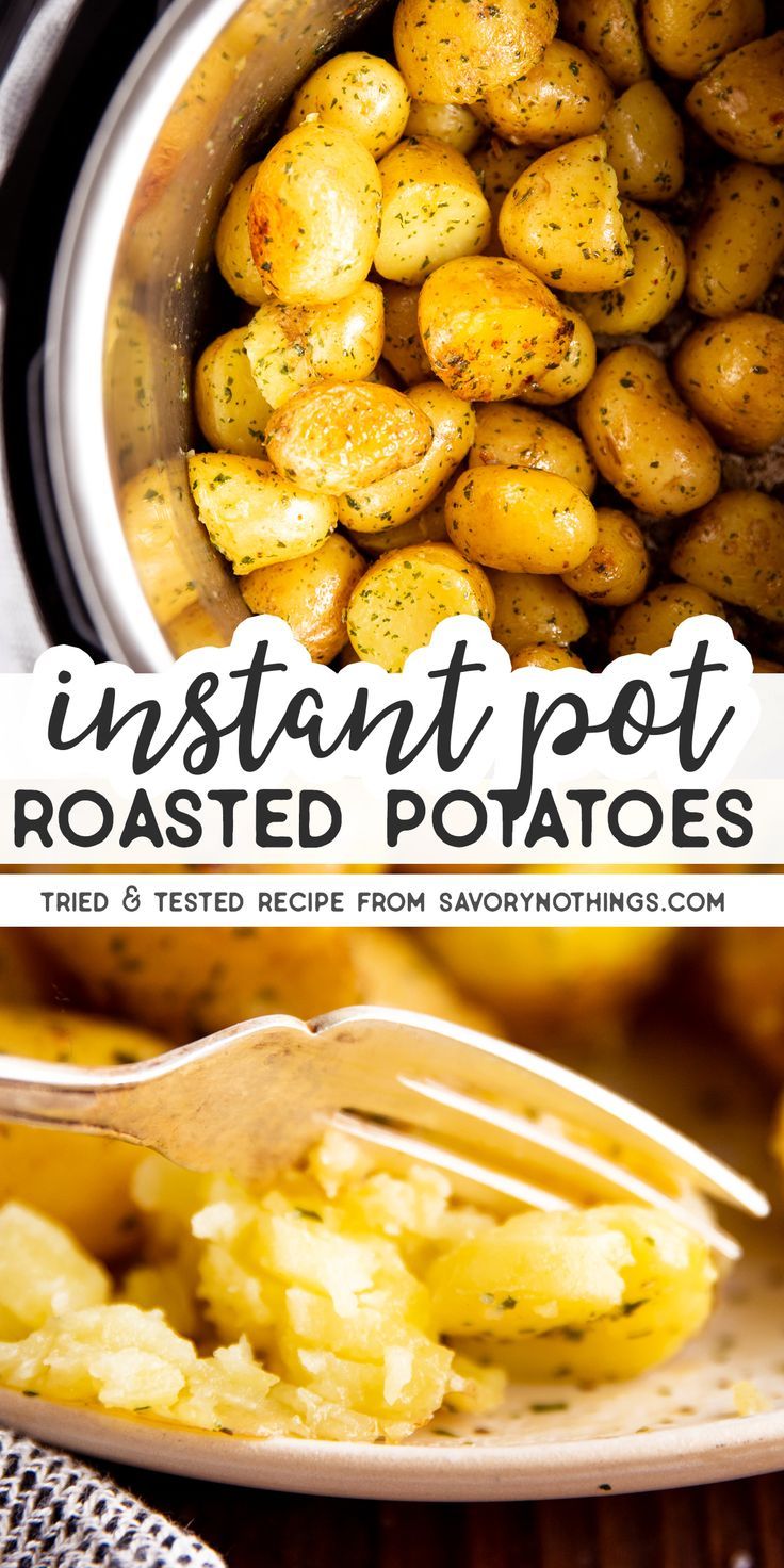 the instant pot roast potatoes recipe is ready to be eaten