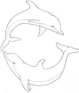 two dolphins are swimming in the water