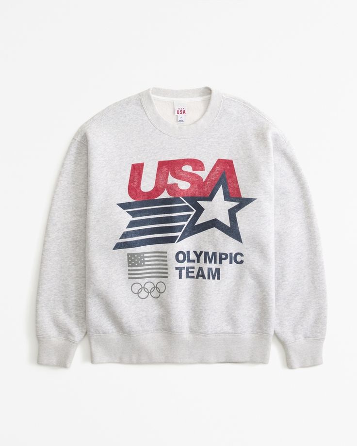 Women's Olympics Vintage Sunday Crew | Women's Tops | Abercrombie.com Twofer Sweater, Penny Pincher Fashion, Female Features, Adidas Samba Outfit, Samba Outfit, Usa Olympics, Comfy Sweatshirt, Grey Material, Crew Sweatshirts