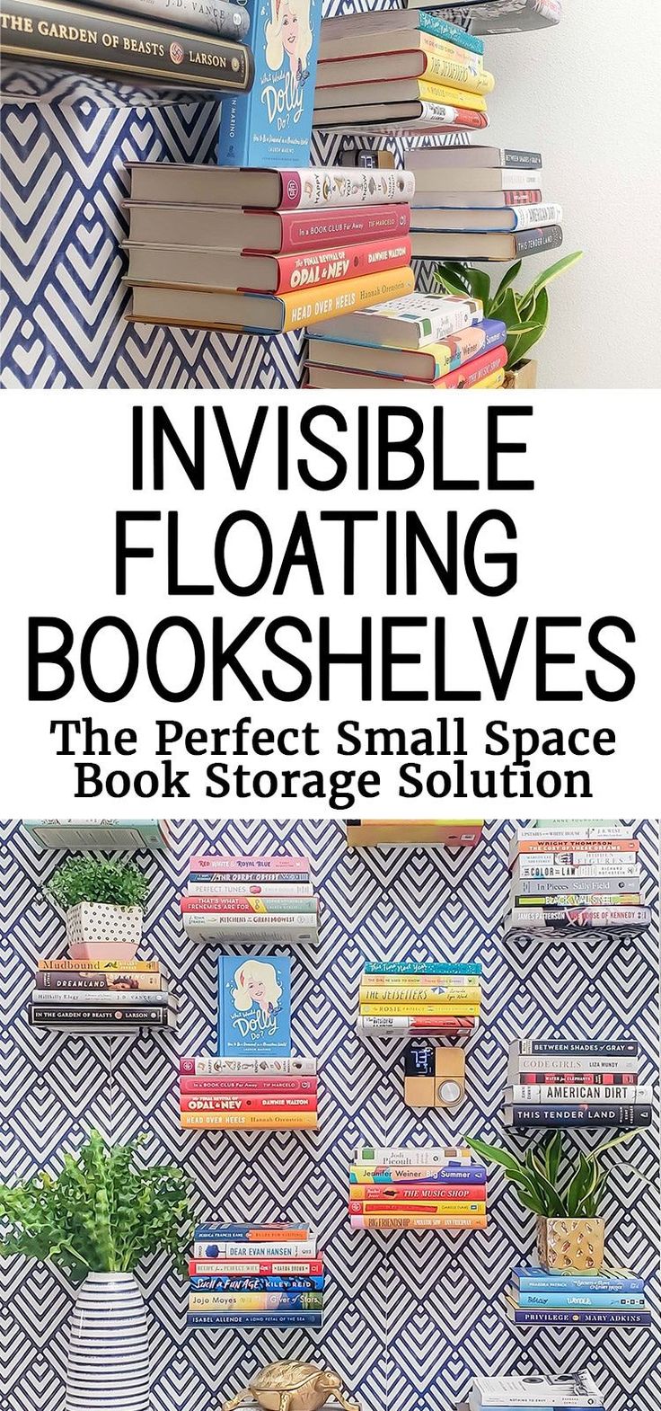 the invisible floating bookshelves book storage solution is easy to make and looks amazing