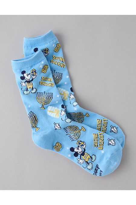 Made from a soft fabric blend/Ribbed cuff/Allover Hanukkah-inspired Disney pattern Chanukah Pajamas, Disney Pattern, Hanukah Sweater, Mickey Mouse Socks, Hanukkah Sweater, Aerie Bras, White Jeans Men, Athletic Fit Jeans, Dream Jeans