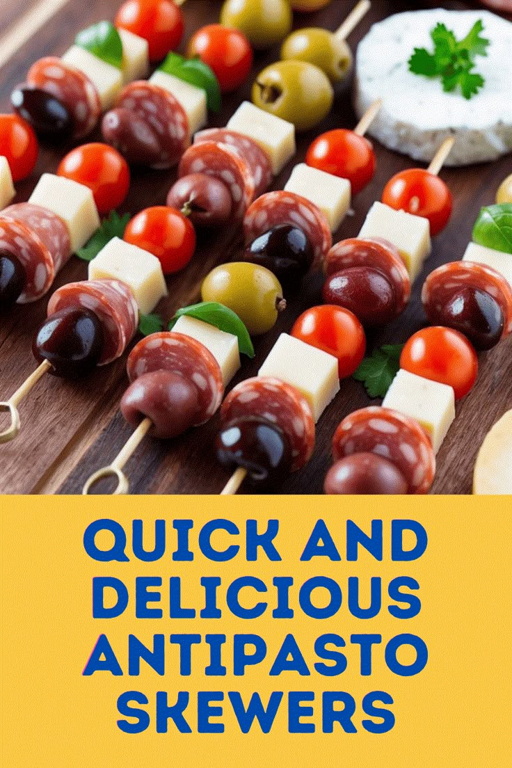 Easy Antipasto Skewers: A Crowd-Pleasing Recipe Easy Skewer Recipes, Easy Antipasto Skewers, Antipasta Skewer Appetizer, Party Skewers Appetizers, Appetizer Skewers Cold, Antipasto Skewers Appetizers, Italian Skewers, Appetizers On Toothpicks, Toothpick Appetizers Easy