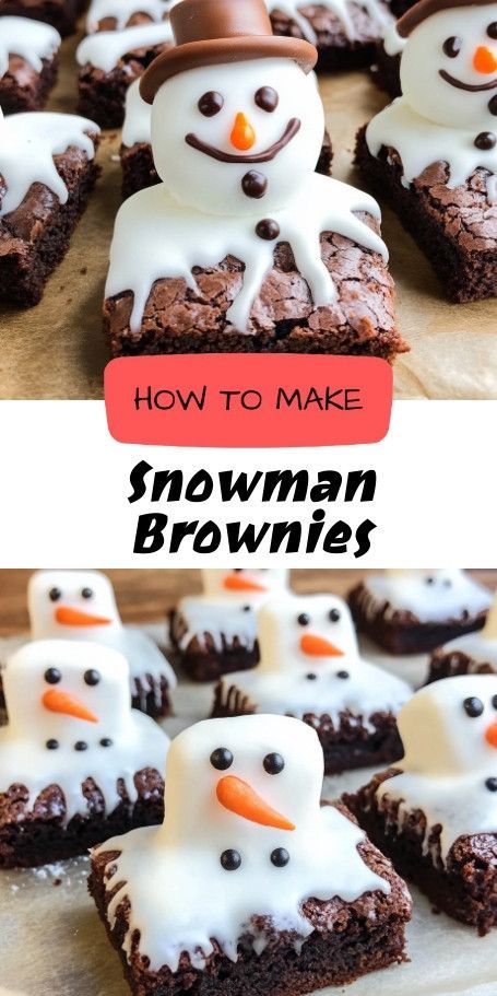 snowman brownies with white frosting on top and the words how to make them