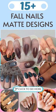 Fall Nail Designs Matte, Autumn Matte Nails, Neutral Fall Nail Designs, Matt Fall Nails, Winter Sweater Nails, Fall Nails Matte, Matte Fall Nails, Fall Nails Designs, Purple Chrome Nails