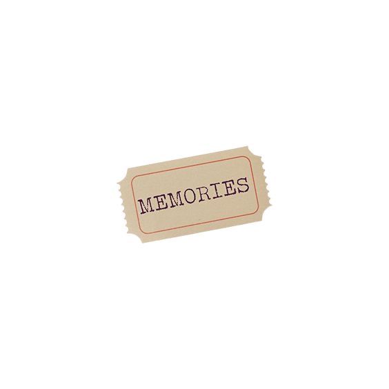 an old - fashioned ticket with the word memories on it is sitting in front of a white background