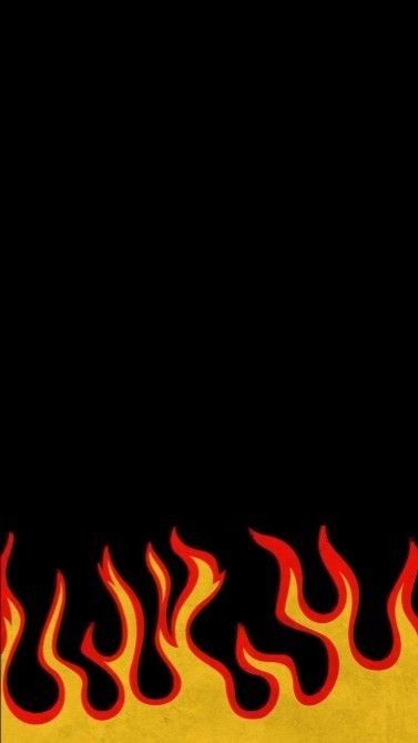 a black background with red and yellow flames