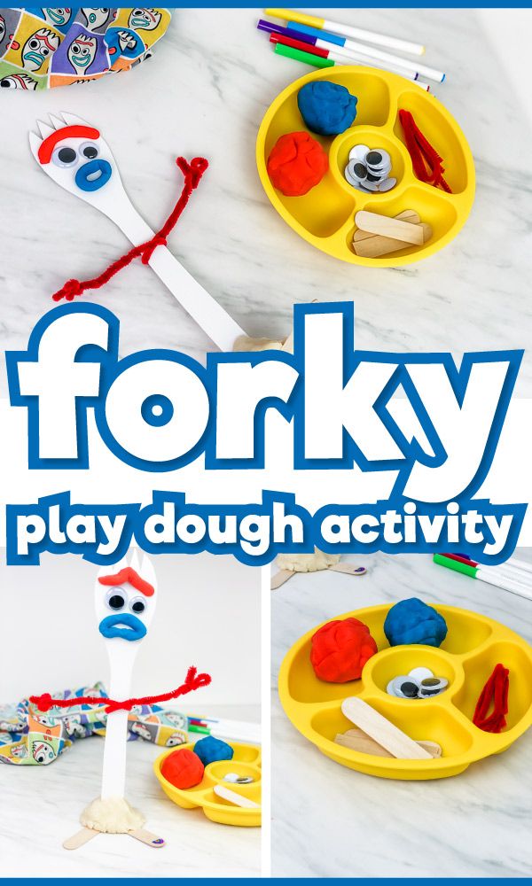 the cover of forky play dough activity