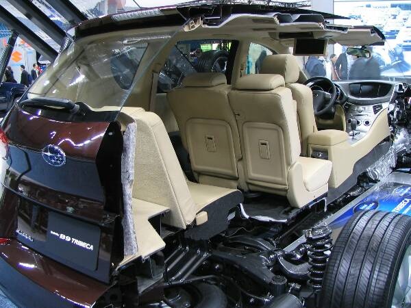 the inside of a vehicle with its doors open