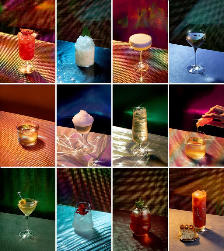 multiple shots of different types of drinks