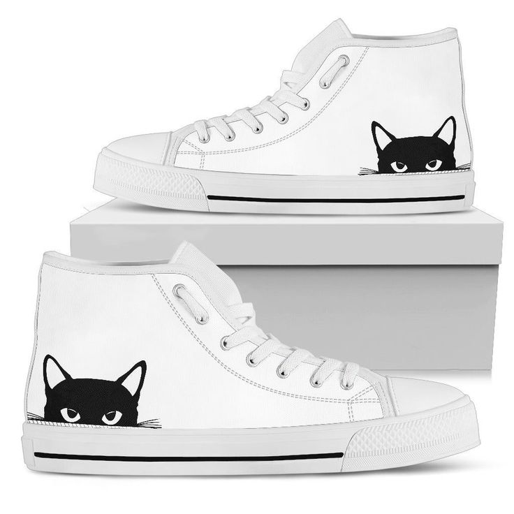 Womens High Top Shoes, Cat Women, Desain Editorial, Top Cat, Cat Shoes, High Sneakers, Footwear Collection, Shoe Art, Painted Shoes