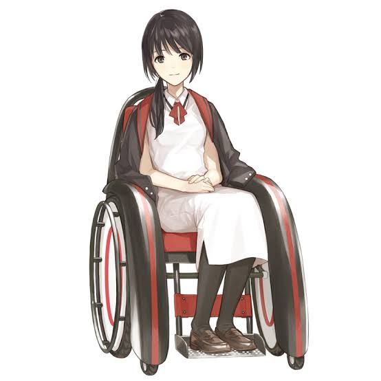 an anime character sitting in a wheelchair