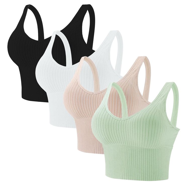 PRICES MAY VARY. Super comfort cami bra packs fit for some light workout such as Yoga and Pilates,as well as for everydays or nightwear Designed in removable pads easily took off and offer more convenience for adjustment,Wide shoulder straps to relax your shoulder and the longer botton band for more coverage Please take a size up since the size of these bra tops are a petite size.Or First please make sure you bra size what you normally wear and then follow our size chart to find the RIGHT size t Bra Pack, Women Crop Top, Cami Bra, Bra For Women, Lounge Bra, Cami Set, Bralette Crop Top, Outfit Trends, Cropped Tops